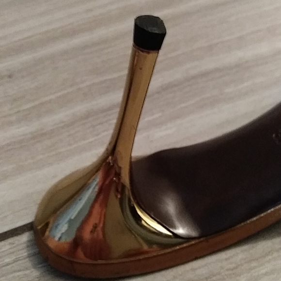 Great Packable Holiday Shoe Women's Bronze Giuseppe Zinotti High Heel Slide Sz:7 - Picture 7 of 7